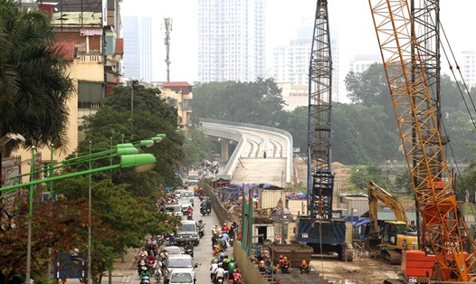 8,5km đoạn trên cao Dự án đường sắt Nhổn - ga Hà Nội đã hoàn thành 99,5%. Ảnh: PV