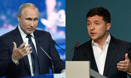 Tổng thống Nga Vladimir Putin (trái) và người đồng cấp Ukraina Volodymyr Zelensky. Ảnh: RT.