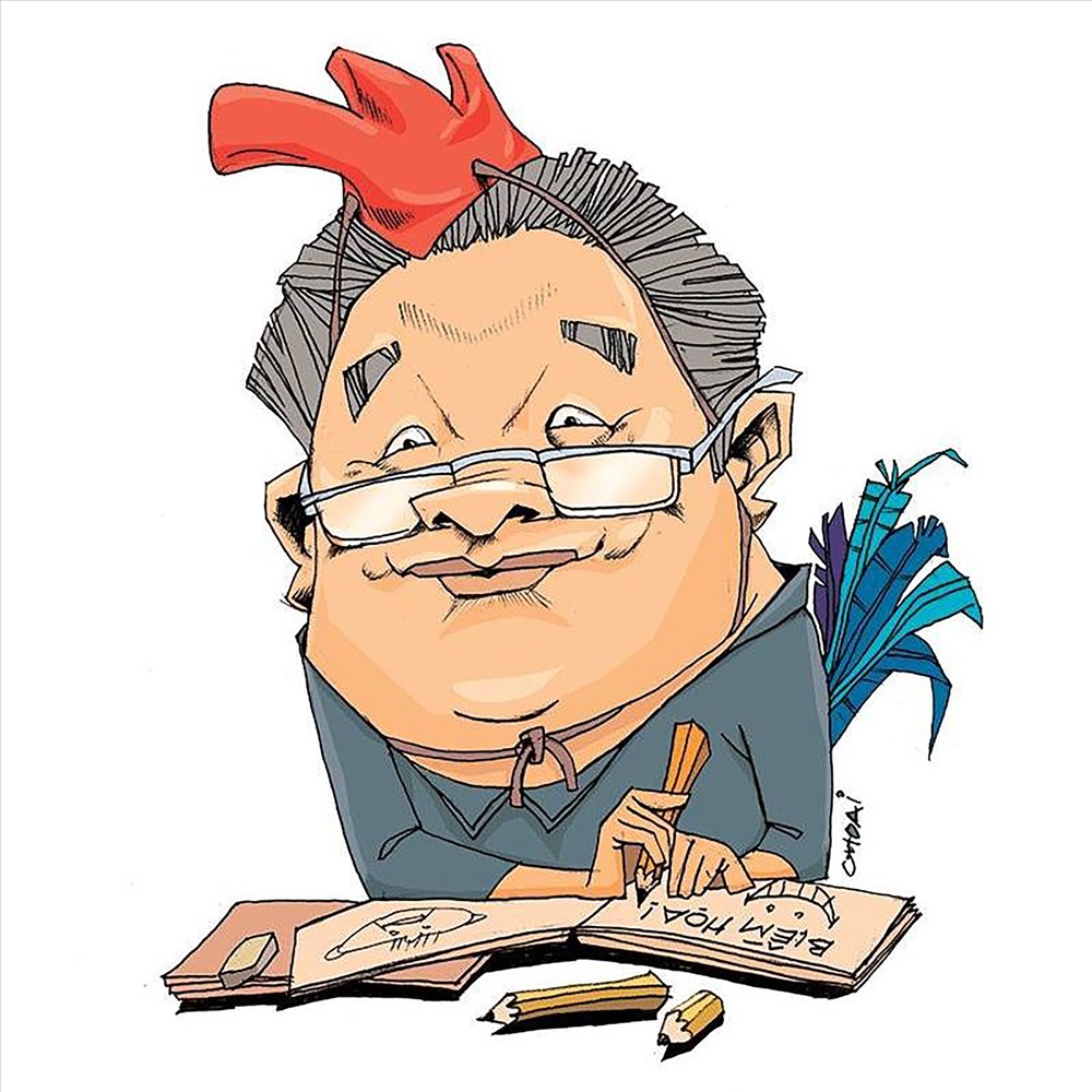 Chân dung tự họa của Dũng Choai - nguyên họa sĩ 
Báo Lao Động, hiện làm việc tại Báo Đại Đoàn Kết.