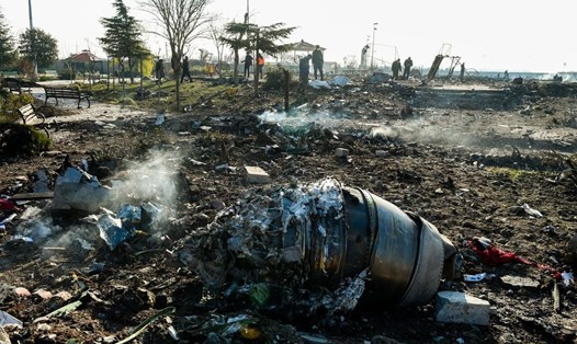 Máy bay Boeing 737-800 của hãng Ukraine International Airliens bị bắn hạ ở gần Shahedshahr, Iran hôm 8.1. Ảnh: Bloomberg.