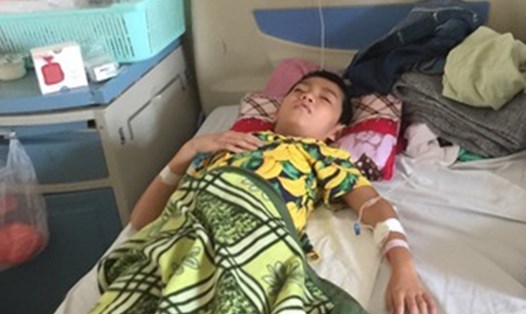 Cháu Tăng Thanh Hà điều trị tại Bệnh viện K Tân Triều. 
Ảnh: Phạm Bắc Bá Định