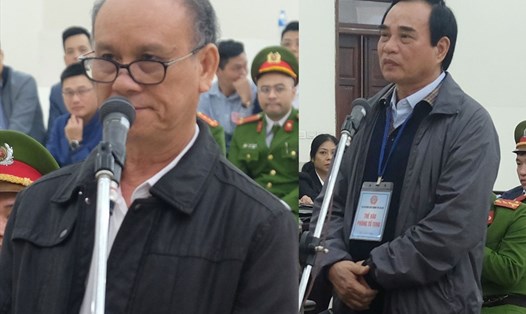 Hai cựu chủ tịch UBND TP Đà Nẵng Trần Văn Minh (trái) và Văn Hữu Chiến tại phiên tòa.