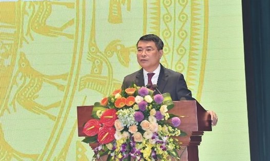 Thống đốc NHNN Lê Minh Hưng phát biểu tại Hội nghị triển khai nhiệm vụ ngân hàng 2020. Ảnh SBV