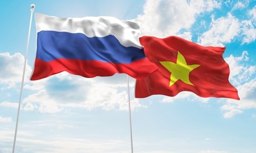 Quốc kỳ hai nước Nga - Việt Nam.