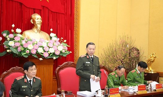 Bộ trưởng Công an - Đại tướng Tô Lâm chủ trì hội nghị. Ảnh: BCA.