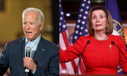 Phó tổng thống Joe Biden và Chủ tịch Hạ viện Nancy Pelosi. Ảnh: Reuters