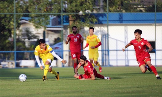 U23 Việt Nam trong trận đấu nội bộ với U23 Bahrain chiều 3.1. Ảnh: VFF
