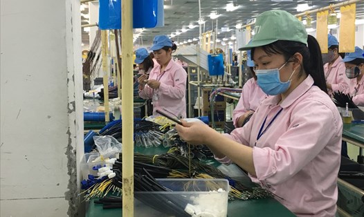 CNLĐ tại Khu công nghiệp Quang Minh (Hà Nội) trở lại làm việc ngày 30.1 (Mùng Sáu tháng giêng). Ảnh: T.E.A