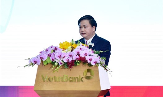 Chủ tịch HĐQT VietinBank  - ông Lê Đức Thọ phát biểu tại hội nghị chiều 7.1.2019. Ảnh CTG