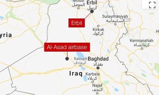 Iran tấn công 2 căn cứ Erbil và Al-Asad của Mỹ ở Iraq. Ảnh: CNN
