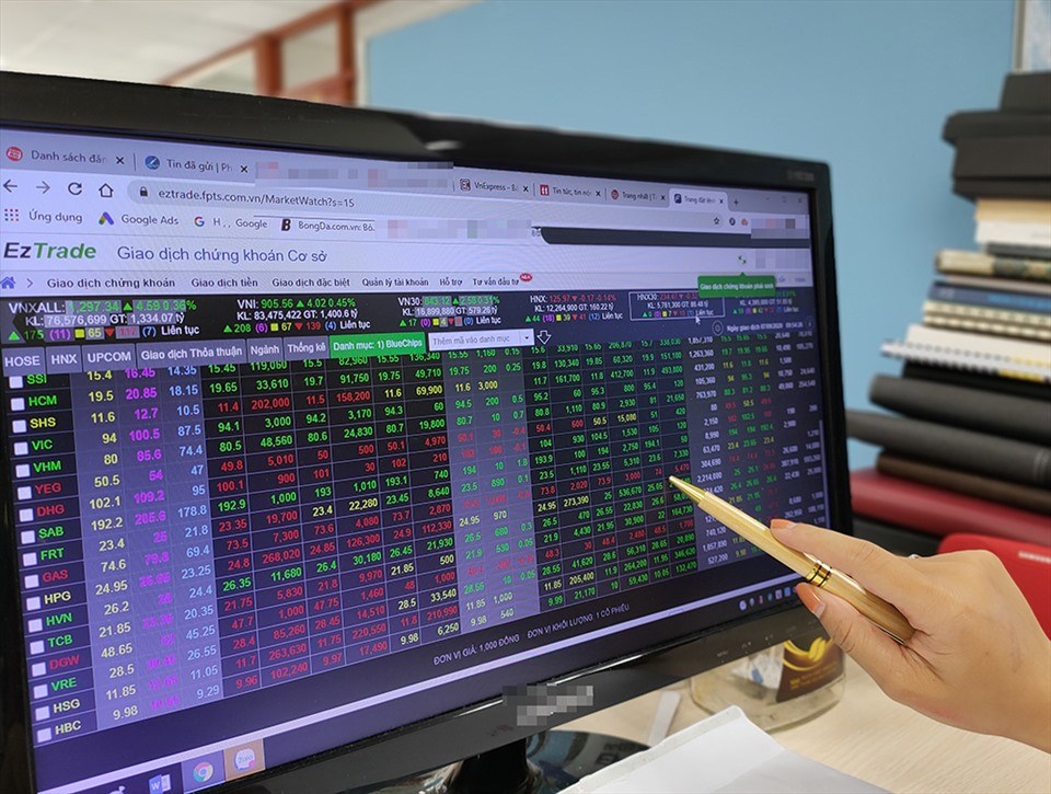 Chứng khoán lần thứ 3 vượt mốc 910 điểm trong vòng chưa đầy 10 ngày. Ảnh: Thế Lâm. Chứng khoán lần thứ 3 vượt mốc 910 điểm trong vòng chưa đầy 10 ngày. Ảnh: Thế Lâm.