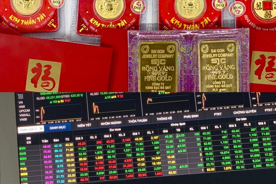 Vàng tăng vọt chạm mức 56 triệu, chứng khoán VN-Index tăng gần 9 điểm. Ảnh minh hoạ. Vàng tăng vọt chạm mức 56 triệu, chứng khoán VN-Index tăng gần 9 điểm. Ảnh minh hoạ.