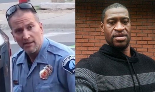 Cựu cảnh sát Mỹ Derek Chauvin (rái) bị buộc tội liên quan tới vụ ghì chết người đàn ông da màu George Floyd. Ảnh: Yahoo News.