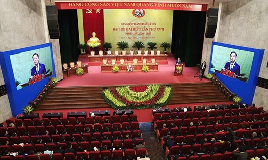 Phiên trù bị Đại hội Đảng bộ Thành phố Hà Nội diễn ra chiều 11.10. Ảnh: Quang Thái