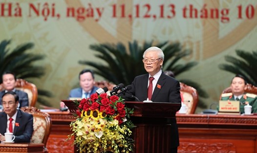 Tổng Bí thư, Chủ tịch Nước Nguyễn Phú Trọng phát biểu chỉ đạo Đại hội. Ảnh: TTBC