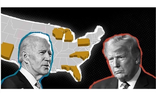 Trong cuộc bầu cử Mỹ 2020, có 6 bang quan trọng mà cả 2 ứng viên cần thắng nếu muốn giành được ghế vào Nhà Trắng. Ảnh: USA Today.