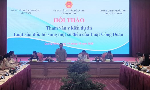 Hội thảo do Tổng LĐLĐVN phối hợp với Ủy ban các vấn đề xã hội của Quốc hội, Đoàn đại biểu QH tỉnh Quảng Ninh tổ chức. Ảnh: Nguyễn Hùng