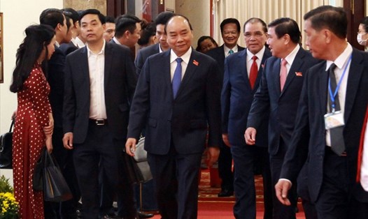 Thủ tướng Chính phủ Nguyễn Xuân Phúc dự Đại hội Đại biểu Đảng bộ TPHCM.   Ảnh: Nam Dương