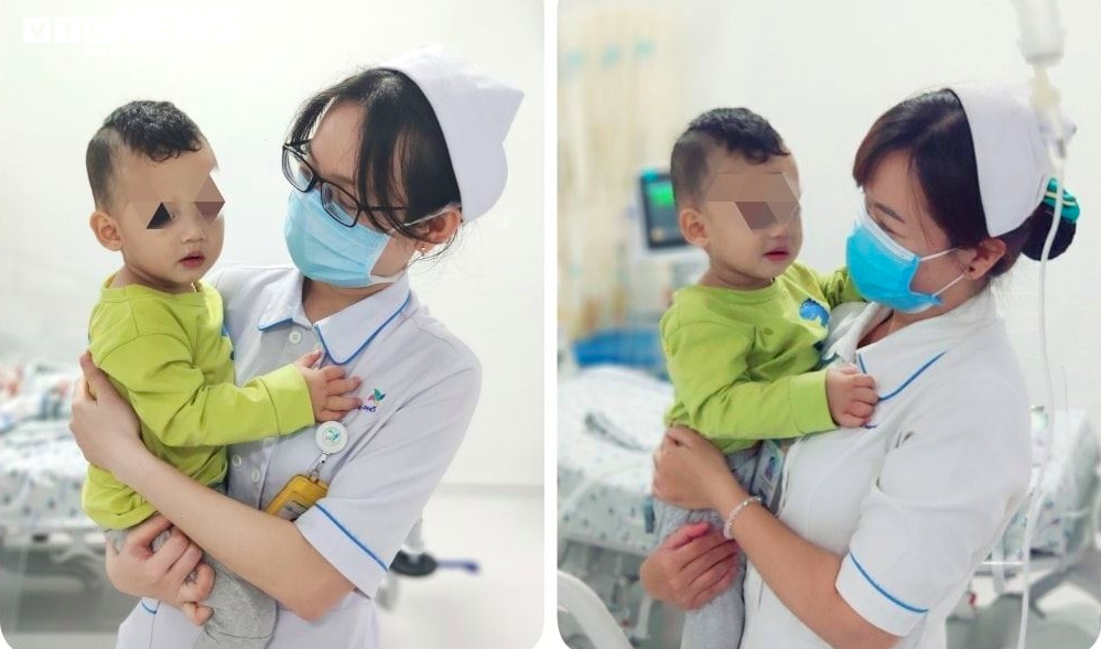 Bé trai uống nhầm dầu xoa bóp do gia đình nhầm lẫn với siro ho. Ảnh: BVCC