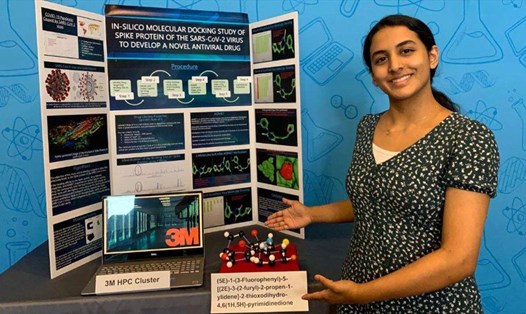 Anika Chebrolu đoạt giải 25.000 USD với nghiên cứu có thể cung cấp cách chữa trị COVID-19. Ảnh: 3M Young Scientist Challenge