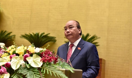 Thủ tướng Nguyễn Xuân Phúc phát biểu tại phiên khai mạc kỳ họp thứ 10, Quốc hội khóa XIV. Ảnh: VGP