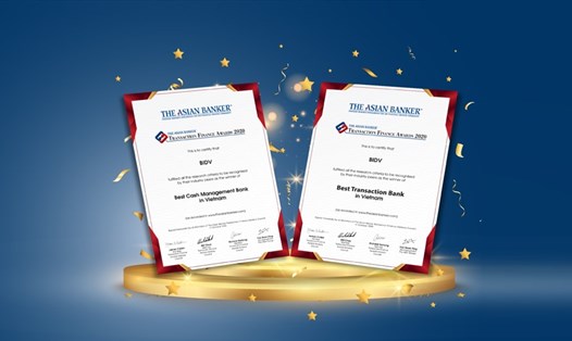 BIDV được tạp chí The Asian Banker trao tặng giải thưởng “Ngân hàng giao dịch tốt nhất Việt Nam” và “Ngân hàng Quản lý tiền tệ tốt nhất Việt Nam” năm 2020. Ảnh BIDV