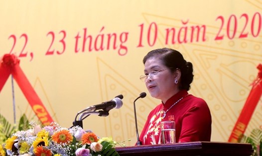 Bà Giàng Páo Mỷ tái đắc cử Bí thư Tỉnh ủy Lai Châu nhiệm kỳ 2020 - 2025. Ảnh: Laichaugov