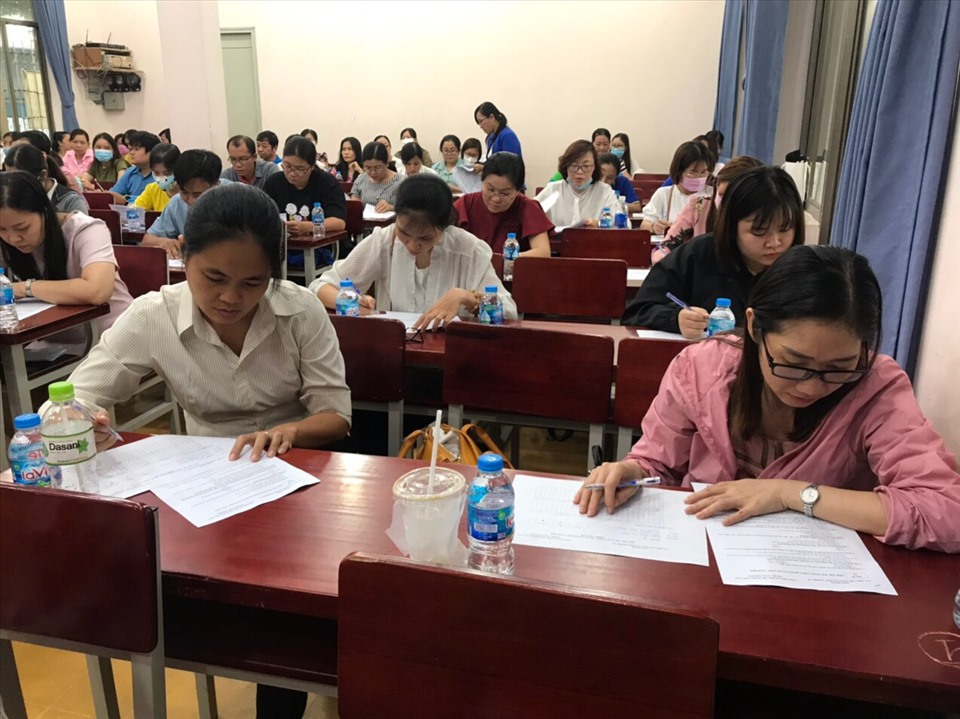 Các thí sinh trong Hội thi Kế toán công đoàn cơ sở giỏi năm 2020.