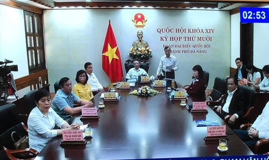 Đại biểu Nguyễn Bá Sơn (đoàn TP Đà Nẵng) nêu ý kiến. Ảnh: Chụp màn hình