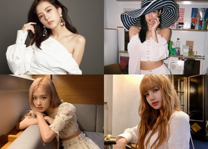 4 cô gái của BlackPink thanh lịch, sành điệu và nữ tín khi diện trang phục màu trắng. Ảnh chụp màn hình.