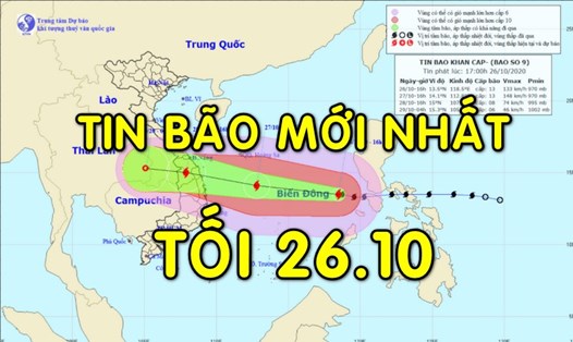 Tin bão mới nhất: Bão số 9 giật cấp 16, cách Đà Nẵng 400km trong 24h tới.