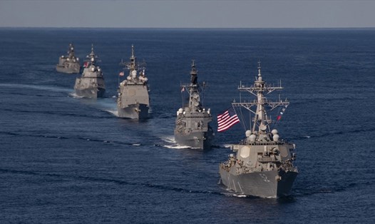 Chiến hạm Mỹ tham gia tập trận. Ảnh: US Pacific Fleet