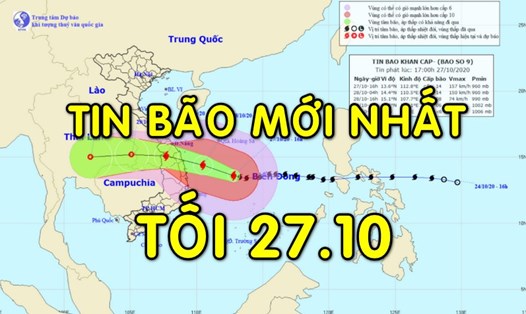 Tin bão mới nhất: Bão số 9 Molave giật cấp 17, cách Đà Nẵng khoảng 550km.