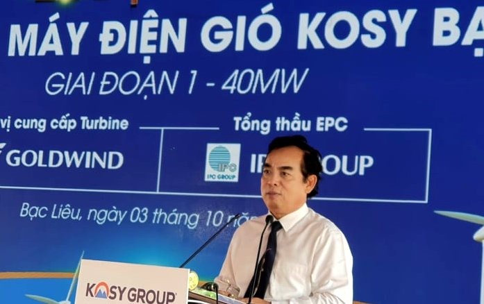 Chủ tịch UBND tỉnh Bạc Liêu Dương Thành Trung phát biểu tại lễ động thổ (ảnh Nhật Hồ)