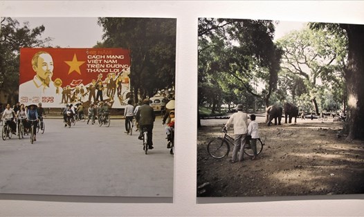 Một góc trong triển lãm ảnh  ''Hà Nội 1967 - 1975’’ của nhiếp ảnh gia người Đức, Thomas Billhardt. Ảnh: L.Q.V
