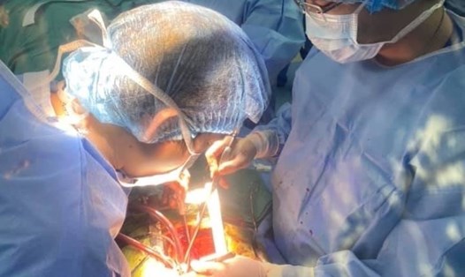 Một ca thủng tim được phẫu thuật tại Bệnh viện Trung ương Quân đội 108. Ảnh do bệnh viện cung cấp.