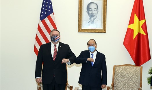 Thủ tướng Nguyễn Xuân Phúc tiếp Ngoại trưởng Mỹ Mike Pompeo. Ảnh: Bộ Ngoại giao.