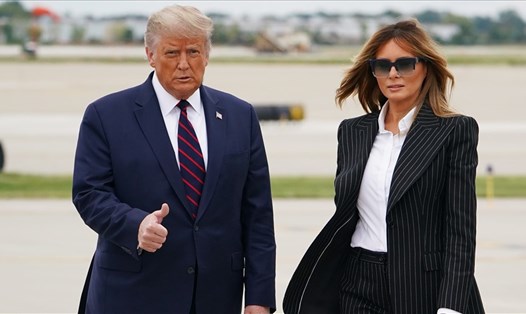 Tổng thống Donald Trump và Đệ nhất phu nhân Melania Trump đến cuộc tranh luận tổng thống ngày 29.9.2020. Ảnh: AFP