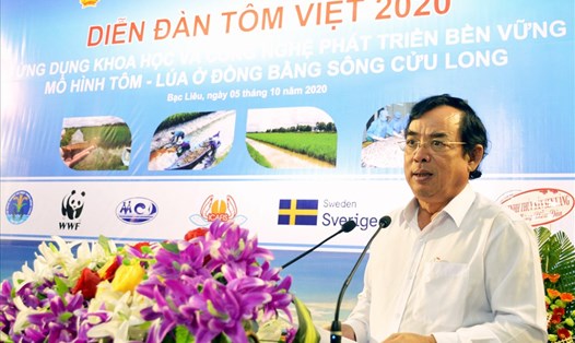 Chủ tịch UBND tỉnh Bạc Liêu Dương Thành Trung tin tưởng sẽ có thương hiệu lúa tôm  tại ĐBSCL (ảnh Nhật Hồ)