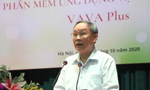 Thượng tướng Nguyễn Văn Rinh phát biểu khai trương phần mềm ứng dụng vận động quỹ nạn nhân chất độc da cam. Ảnh: Phạm Đông
