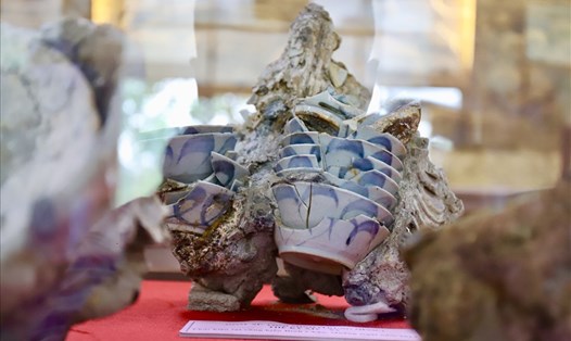 Hiện vật tại triển lãm đồ gốm sứ khai quật từ những con tàu cổ. Ảnh: Hữu Long