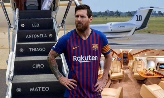 Máy bay riêng hiện đại của Messi dùng để chở các đồng đội về nước. Ảnh: Sporbild.