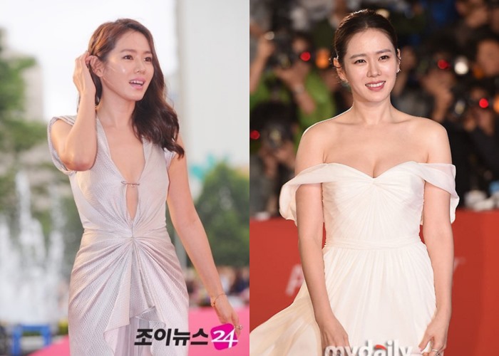 Son Ye Jin khiến người hâm mộ bất ngờ khi diện trang phục gợi cảm trên thảm đỏ. Ảnh chụp màn hình.