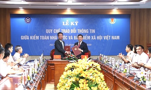 Lãnh đạo BHXH Việt Nam và Kiểm toán Nhà nước ký quy chế phối hợp. 
Ảnh: BHXHVN