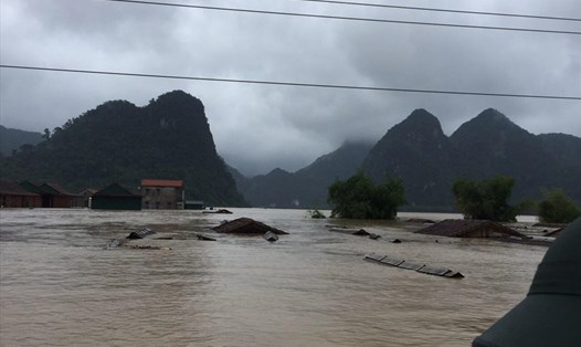 Mưa lớn gây ngập lụt tại Tân Hoá, huyện Minh Hoá Quảng Bình. Ảnh: PCTT
