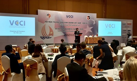 TS Vũ Tiến Lộc đánh giá cao mối quan hệ thương mại Việt Nam và Hoa Kỳ tại Hội nghị Thượng đỉnh Kinh doanh Việt Nam-Hoa Kỳ tổ chức sáng nay (9.10). Ảnh: Vũ Long