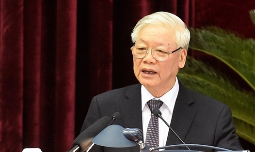 Tổng Bí thư, Chủ tịch Nước Nguyễn Phú Trọng phát biểu bế mạc Hội nghị. Ảnh: Nhật Bắc.