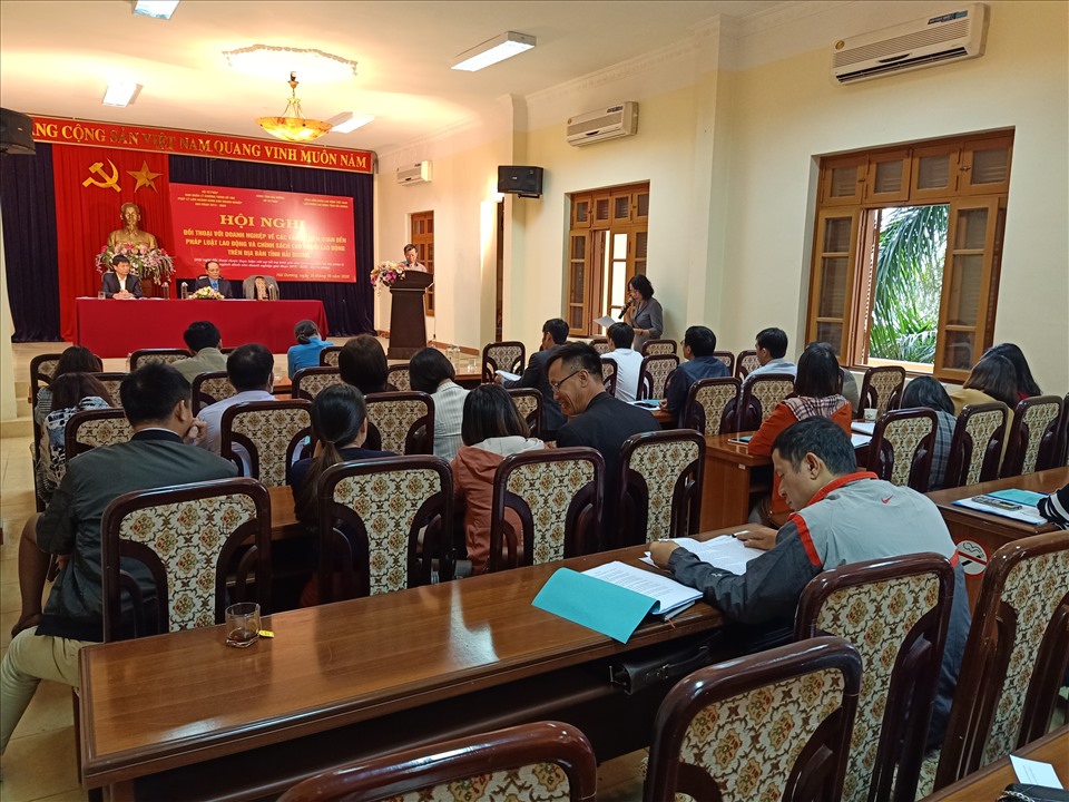 Quang cảnh Hội nghị tuyên truyền Bộ luật Lao động 2019 tại Hải Dương. Ảnh: Diệu Thuý