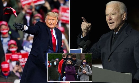 Tổng thống Donald Trump và ứng viên Joe Biden vận động tranh cử trong những ngày cuối cùng. Ảnh: Mail