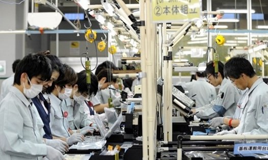 Công nhân Việt Nam làm việc tại một nhà máy sản xuất máy tính xách tay ở Kobe, phía Tây Nhật Bản. (Ảnh: EPA)